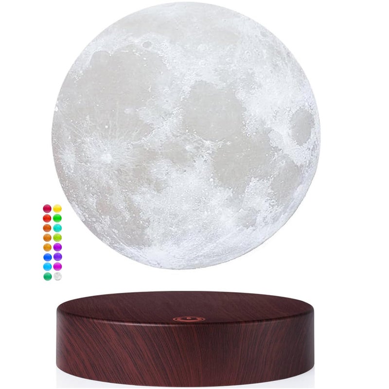 VGAzer Levitating Moon Lamp.Floating and Spinning in Air Freely with Luxury Wooden Base and 3D Printing LED Moon Light Colors,for Unique Gifts,Room Decor,Night Light,Office Desk Tech Toys -6 Inch - Image 1